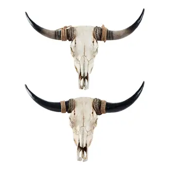Gyvūnai Galvos Sienų dekoras Karvės derva Statulos Sienų plokštelė Bizonas Kaukolė Longhorn karvė