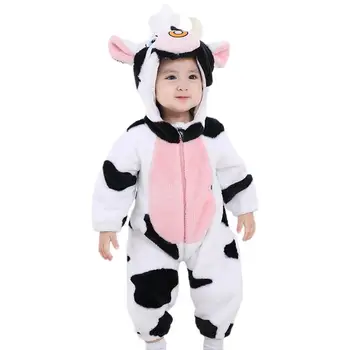 Gyvūnų kostiumai vaikams Kid Onesie kostiumas su gobtuvu Helovino karvė Mielas pliušinis gyvūnas Kostiumas puošni suknelė vaikams