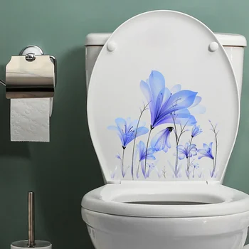 Gėlės Tualeto dangčio lipdukai Sėdynės dangtelis Decals Vonios dekoras Neperšlampamas WC žievelės lazdelė PVC Menas nuimamas Namų dekoravimas 
