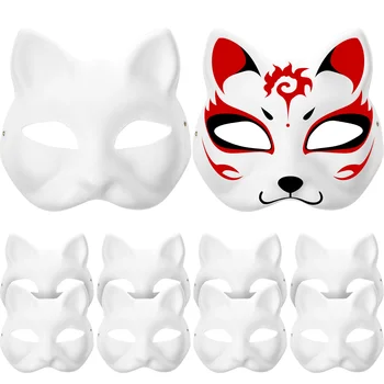Helovino vakarėlio kaukės Baltos kaukės Popierinės kaukės Tuščia katės kaukė 