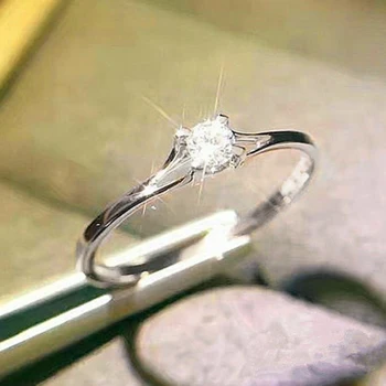 Huitan žemo rakto dizaino vestuviniai žiedai moterims Plona juosta Prabangus Pasjansas Kubiniai Cirkonio žiedai Temperamentas Elegantiški Engage papuošalai