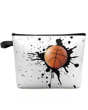 Ink Splash Basketball Sport Makeup Bag Pouch Travel Essentials Lady Women Cosmetic Bags Toilet Organizer Storage Pencil Case