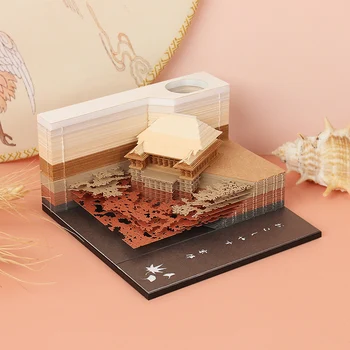 Japonų šventyklos 3D užrašų knygelė su rašiklio laikikliu mažas patogumas Pašto užrašai Dovana Chirstmas Naujiesiems metams