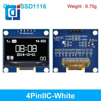 JCD 1,3 colio OLED modulis SPI/IIC I2C Bendraukite balta / mėlyna spalva 128X64 1.3 colio OLED LCD LED ekrano modulis 1.3 
