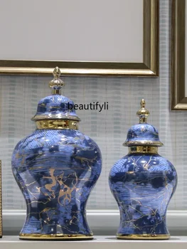Jingdezhen European Entry Lux Temple Jar Keramikos vazos apdaila Moderni svetainė ir namų dekoracijos Kūrybinės dekoracijos