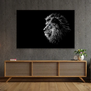 Juodos ir baltos mėlynos akys Liūto drobės spausdinimo plakatas Afrikos liūto sienos menas Motyvaciniai gyvūnų atspaudai Skaitykla Drobė Tapyba