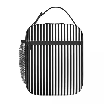 Juodos juostelės Pietų krepšys Pikniko pietų dėžutė mergaitėms Laisvalaikio grafinis dizainas Terminiai pietų krepšiai Vandeniui atsparus nešiojamas aušintuvo krepšys