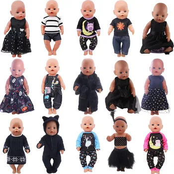 Juodos lėlės drabužių sijonas, tinkamas 18 colių Amerikos mergaičių kalėdiniams drabužiams 43CM lėlės kūdikiams 18 colių naujagimio lėlė