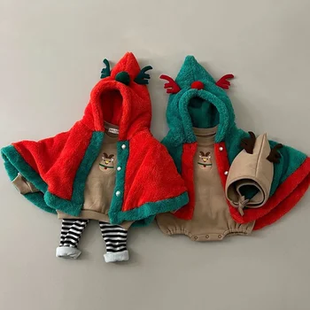 Kalėdiniai kūdikių drabužiai Kūdikių smėlinukas su skrybėlės vilna Šiltas vienas gabalas
