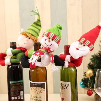 Kalėdinio vyno butelio dangtelis Kalėdų sniego senio vyno butelių maišeliai Kalėdų vakarėlio vakarienės stalui Kalėdinės dekoracijos Naujųjų metų dovanos