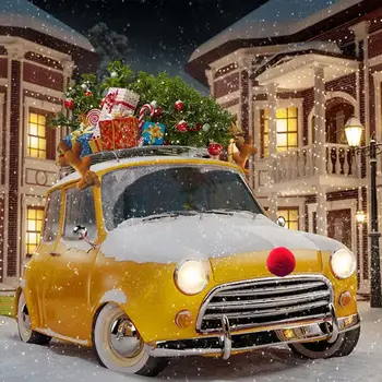 Kalėdinių elnių ragų dekoracijos automobiliui Mielos transporto priemonės Xmas dekoracijų rinkinys su ragu raudona nosimi visureigiui furgonui
