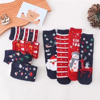 Kalėdinės kojinės moterų žiemai storas pliušinis šiltas patogus minkštas koralų aksomas Miela Kalėdų senelio kojinė Šiltos snieguotos kojinės vyrams