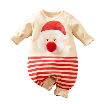 Kalėdų kūdikių kombinezonas Stilingas kūdikių romperis Santa Cosplay kostiumas ilgomis rankovėmis Žieminiai rudens kūdikių drabužiai