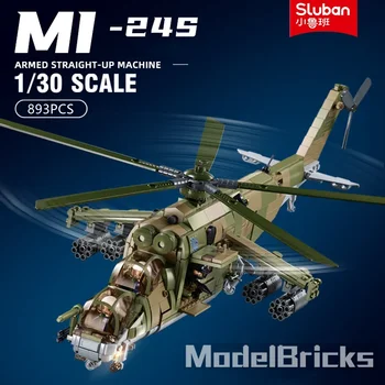 karinis MOC B1137 MI-24S 3 IN 1 ginkluoto transporto sraigtasparnio mašinos modelis 893PCS statybiniai blokai Kaladėlių žaislai vaikams Dovana