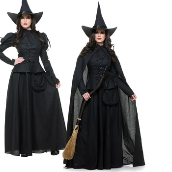 Karnavalas Helovinas Lady Gothic Witch kostiumas Viduramžių prabangus ilgas apsiaustas Enchantress Vaidmenų žaidimas Cosplay puošni vakarėlio suknelė