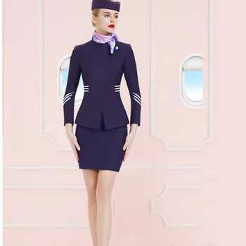 Karštas išpardavimas Moteris Vasaros rudens stiuardesė Uniforma Stiuardesė Oficiali dalykinė darbo apranga Aviacijos darbo kostiumas