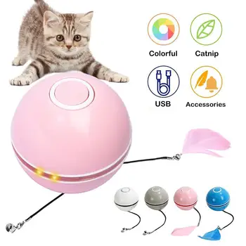 Katės žaislinis kamuolys LED blykstės rutulys USB įkrovimas lazeriu kutena katės rutulį Self Hi Cat žaislinė lemputė automatiškai keičia kryptį