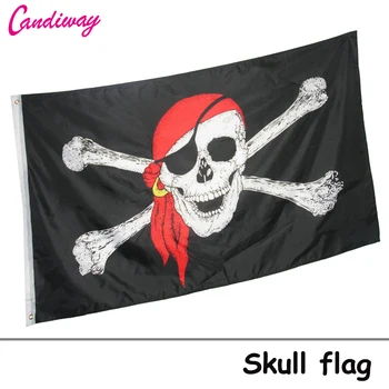 Kaukolės kryžiaus kryžiai Jolly Roger Karibų piratų vėliavos Reklama Senasis Rogeris 90*150cm Festivalio namų dekoravimo vėliava N023
