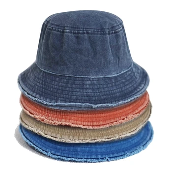 Kaušo kepurė suaugusiems paaugliams Platus kraštas sulankstoma minkšta žvejo kepurė Pavasario vasaros anti-uv skrybėlė Frayed dizainas NAUJAS