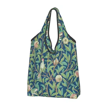 Kawaii William Morris vaismedžiai ir paukščiai Pirkinių krepšiai Nešiojami senoviniai gėlių augalai Bakalėjos prekės Pirkėjas Pečių krepšys