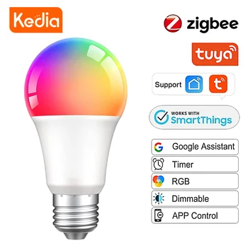 Kedia Zigbee 3.0 RGBCW lemputėsTuya 9/12/15/18W LED lempa E27 90-250V Smart Life APP valdymo darbas su Alexa Google Home
