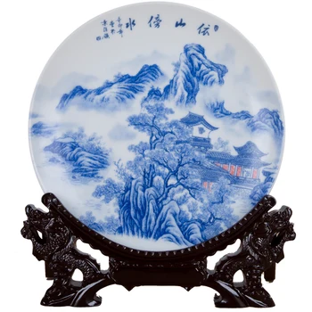 Keraminė pakabinama plokštė Dekoratyvinė plokštė Jingdezhen keramika 21 cm Plokštelė Namų dekoravimo amatai