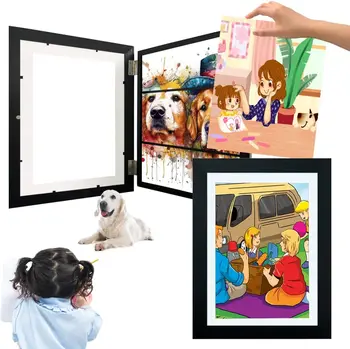 kids Meno rėmeliai Medinis keičiamas paveikslėlių ekranas, skirtas A4 formato meno kūrinių vaikų projektams Namų biuro saugykla Paveikslėlių ekranas