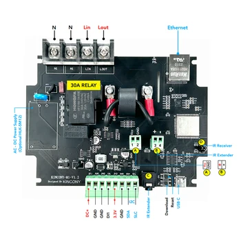 Kincony M1 ESP32 jungiklio galios matuoklio relė Išmanusis valdiklis AC įtampos ir srovės energijos monitorius ESPHome Tasmota Arduino I2C IR