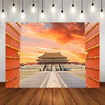 Kinija Didžioji siena Uždraustasis miestas Senovinė plytų siena Kinų šeimos fotografija Fonas Reklamjuostė Pagodos dekoras