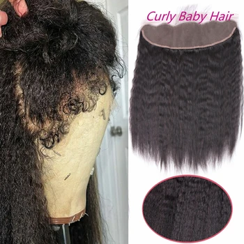 Kinky Straight Human Hair 4C Kinky Curly Edges 13x4 Nėriniai Frontal Peru 4X4 Nėrinių uždarymas Natūrali plaukų linija 100% Žmogaus plaukai Remy