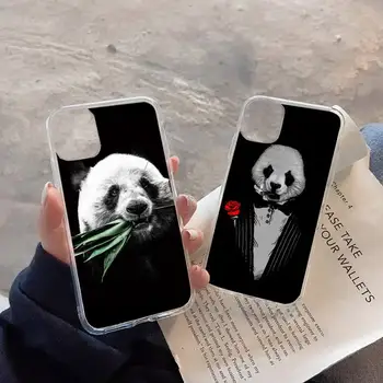 kinų lokių pandos telefono dėklas Skaidrus minkštas Iphone 11 13 12 14 x xs xr pro max mini plus