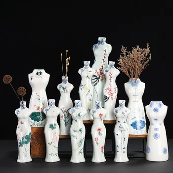 kinų stiliaus rankomis dažytos keraminės vazos, kinų stilius, mažas gėlių vazonas, ornamentas, cheongsam, svetainė, biuras, namų dekoras