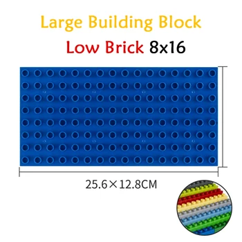 Komponentai su dideliu žemu 8x16 didelių dalelių statybiniu bloku 4/2/1vnt 