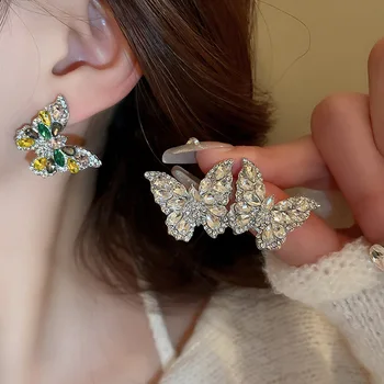 Korėjietiškas spalvingas cirkonio drugelis Auskarai moterims Vakarėlių mados papuošalai Crystal Pendientes Mujer