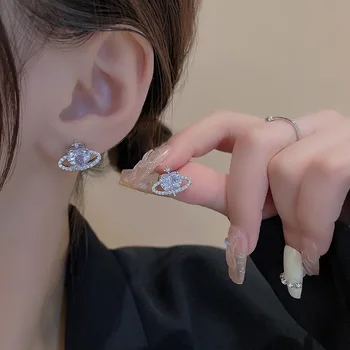 Korėjietiški ausies madingi papuošalai Elegantiški saldūs ir mieli išskirtiniai 