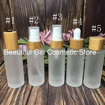 kosmetikos pakuotės losjonas matinio stiklo buteliukas serumas 30ml kvepalų purškimo buteliukas su bambuko juodu pompos dangteliu bambuko pipetės buteliukas