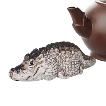 Krokodilo arbata Augintinis Miela realistinė gyvūno skulptūra Krokodilo figūros Kung Fu arbatos ornamentas stalo stalo namų dekoravimo įrankiui
