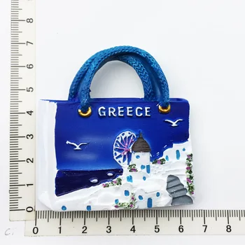 Kūrybinga graikų rankinė Šaldytuvas Magnetas kultūrinis kraštovaizdis turizmas suvenyrų derva dekoravimas žinutės lipdukai rankdarbiai