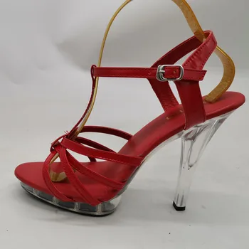 LAIJIANJINXIA Naujas 13CM/5inches PU Aukštutinės mados seksualus egzotiškas aukštakulnių platformos vakarėlis Moteriški sandalai Pole Šokių bateliai N022