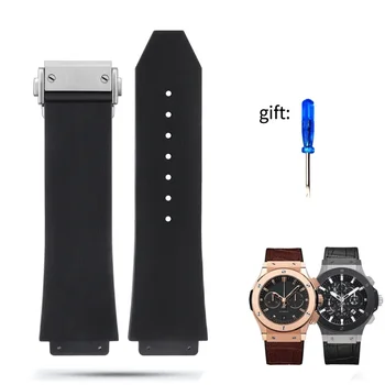 Laikrodžių apyrankė, skirta HUBLOT BIG BANG silikonas 25*19mm vandeniui atsparus vyriškas laikrodžių dirželis Grandinė Laikrodžių priedai Guminių laikrodžių apyrankių grandinė