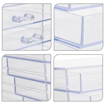 Laikymo stalčių dėžutė Sudedami konteinerių priedai Organizatorius Akrilas Nagų darbalaukio dėklas Makiažas Aiškūs įrankiai Plastikiniai stalčiai