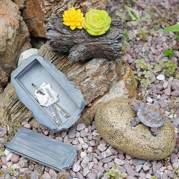Lauko sodo dekoravimas Roko akmens forma Paslėpta saugojimo dėžutė Slaptas raktas Seifas namų sodui RV atsarginiai raktai Raktų pakabuko seifai