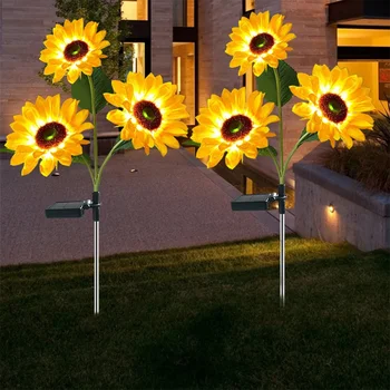 LED saulės saulėgrąžų gėlių šviesa Pagrindinis Dekoratyviniai gėlių žibintai Sodo dekoravimas Vejos lempa Neperšlampama kraštovaizdžio šviesa
