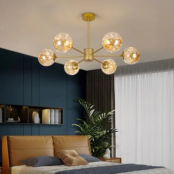 LED šviestuvas svetainei miegamasis valgomasis virtuvės lubų šviestuvas modernaus stiliaus auksinės žvaigždės stiklo rutulio pakabuko lemputė