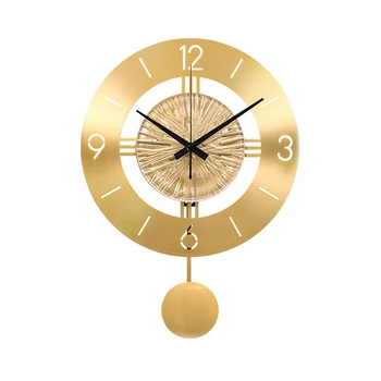 Lengvas prabangus gryno vario sieninis laikrodis Modernus namų dekoravimas Sieninis laikrodis Svetainė Paprasta atmosfera Kūrybiniai kvarciniai laikrodžiai