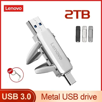 Lenovo TYPE C Metal U Disk 2TB Nešiojamas rašiklio įrenginys 1TB didelės spartos USB 3.0 sąsaja Vandeniui atspari 128GB Memoria USB Flash diskas
