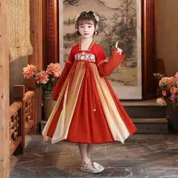 Liaudies šokis Kinų vaikai Mergaitės Hanfu suknelė Cosplay Spektaklis Tangų dinastijos vaikai Mergaitės Senovinis kostiumas Princesės suknelė