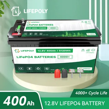 Lifepo4 baterija 12V 400Ah ličio geležies fosfato įkraunama baterija, įmontuota BMS RV valčių kempingo namų energijos kaupimo elementams