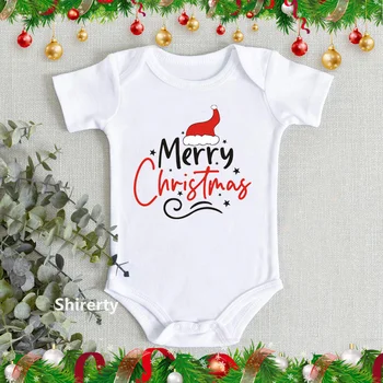 Linksmų Kalėdų kūdikio smėlinukas Medvilninis smėlinukas trumpomis rankovėmis Kūdikis Kūdikis Kalėdų romperis Mažylis Berniukai Mergaitės Pirmieji Naujųjų metų drabužiai