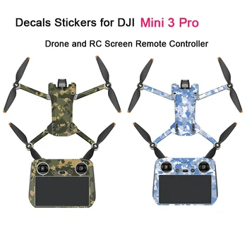 Lipdukai DJI Mini 3 Pro Vandeniui atsparūs PVC lipdukai Drone Body Skin Arm RC ekrano nuotolinio valdymo pultas Protetive Film Drone Priedai